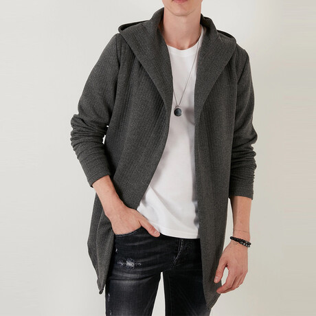 Wren Hooded Knit Cardigan // Anthracite (Small)