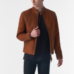 Genuine Leather Suede Casual Jacket // Tan (S)