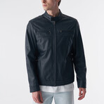 Cruiser Style Genuine Leather Jacket // Navy (S)