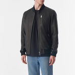 Genuine Leather Bomber Jacket // Natural Grain Black (S)