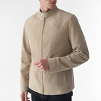 Genuine Leather Suede Casual Jacket // Beige (S)