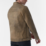 Genuine Leather Snap Detail Jacket // Antique Khaki (S)