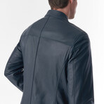 Cruiser Style Genuine Leather Jacket // Navy (S)