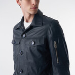 Genuine Leather Safari Coat // Navy (S)