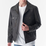 Genuine Leather Trucker Jacket // Brown (S)