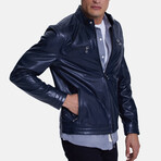 Cruiser Style Genuine Leather Jacket // Shiny Navy (S)