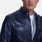 Cruiser Style Genuine Leather Jacket // Shiny Navy (S)