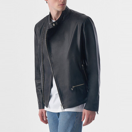 Genuine Leather Motorcycle Jacket // Black (S)
