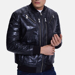 Fashion Leather Jacket // Crocodile Black (S)