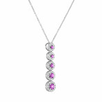 18K White Gold Diamond + Pink Sapphire Necklace // 18" // New