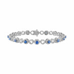 18K White Gold Diamond + Sapphire Bracelet // 8" // New