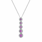 18K White Gold Diamond + Pink Sapphire Necklace // 18" // New