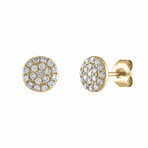 18K Yellow Gold Diamond Medium Cluster Earrings // New