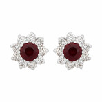 18K White Gold Diamond + Ruby Earrings // New