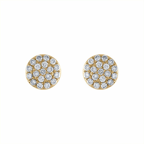 18K Yellow Gold Diamond Medium Cluster Earrings // New