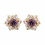 18K Rose Gold Diamond + Amethyst Earrings // New