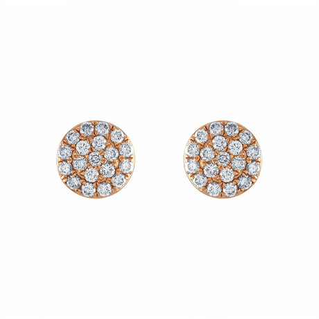 Tresorra // 18K Rose Gold Diamond Medium Cluster Earrings // New