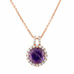18K Rose Gold Diamond + Amethyst Necklace // 18" // New