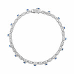 18K White Gold Diamond + Sapphire Bracelet // 8" // New