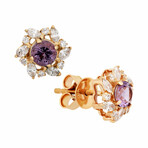 18K Rose Gold Diamond + Amethyst Earrings // New