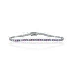 18K White Gold Diamond + Pink Sapphire Bracelet // 7" // New