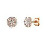 18K Rose Gold Diamond Medium Cluster Earrings // New