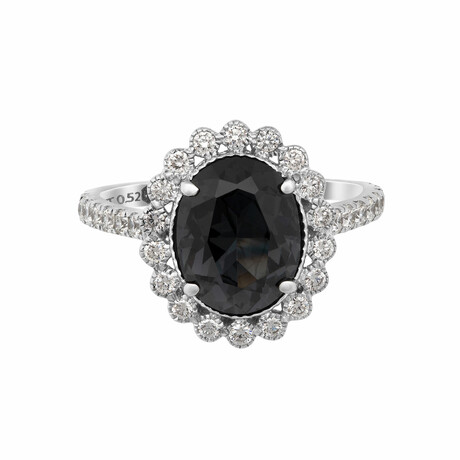 18K White Gold Diamond + Gray Spinel Ring // Ring Size: 7 // New