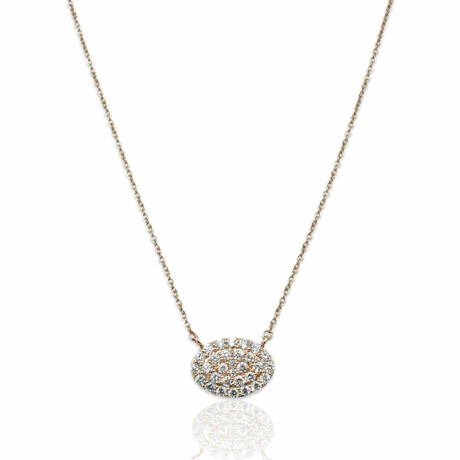 18K Rose Gold Oval Cluster Diamond Necklace // 18" // New