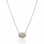 18K Rose Gold Oval Cluster Diamond Necklace // 18" // New