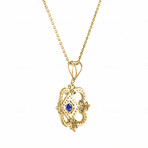18K Yellow Gold Diamond + Sapphire Necklace // 18.25" // New