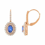 18K Rose Gold Diamond + Blue Sapphire Earrings // New