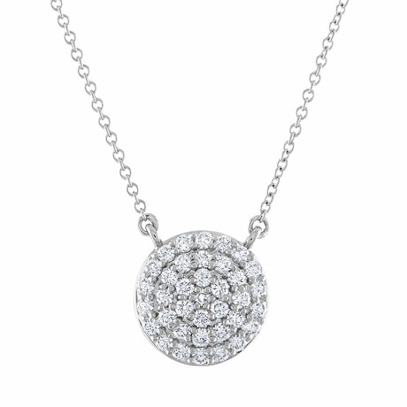 18K White Gold Cluster Diamond Necklace // 18" // New