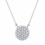 18K White Gold Cluster Diamond Necklace // 18" // New