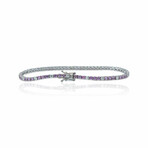 18K White Gold Diamond + Pink Sapphire Bracelet // 7" // New