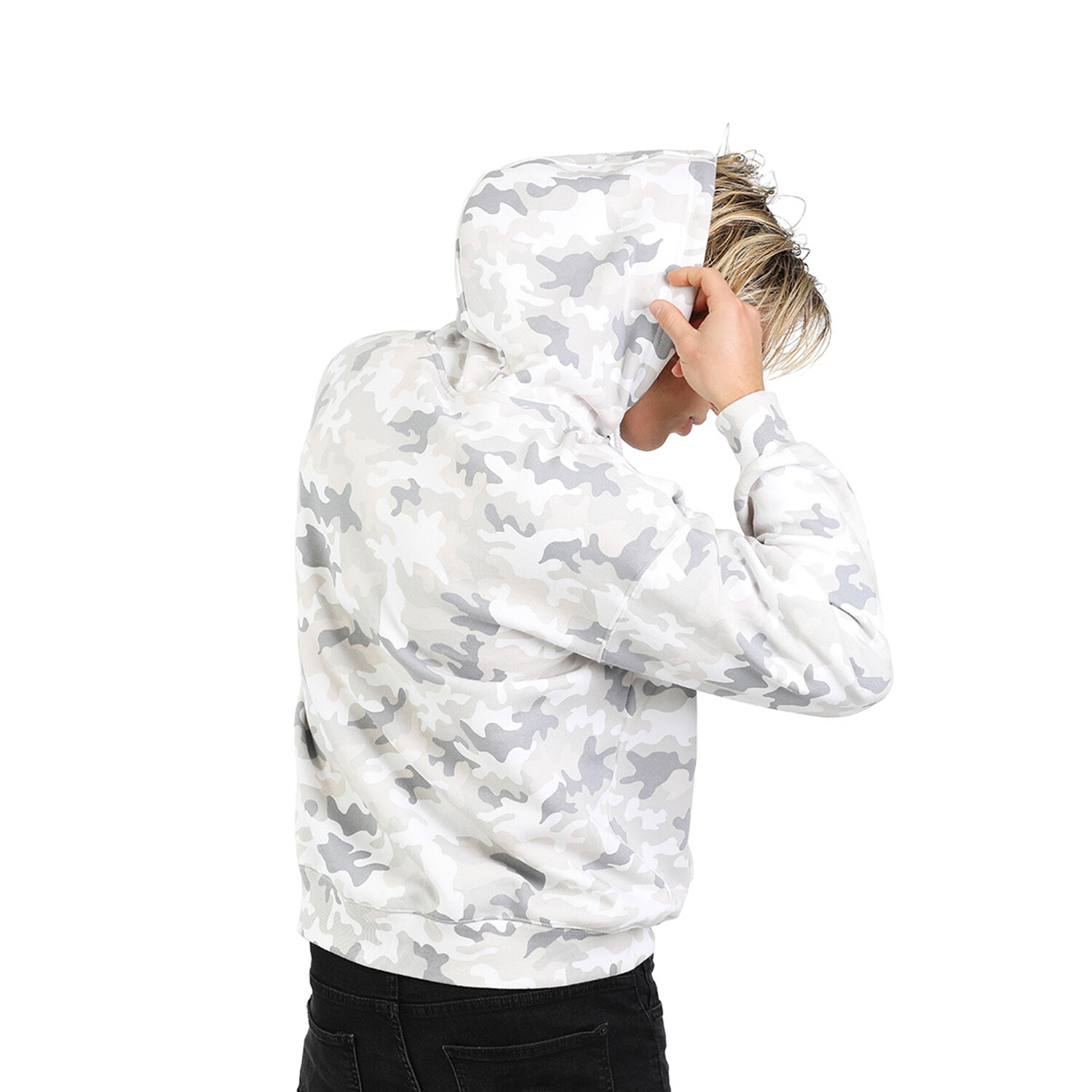 Relaxed Fit Hoodie in White Camo