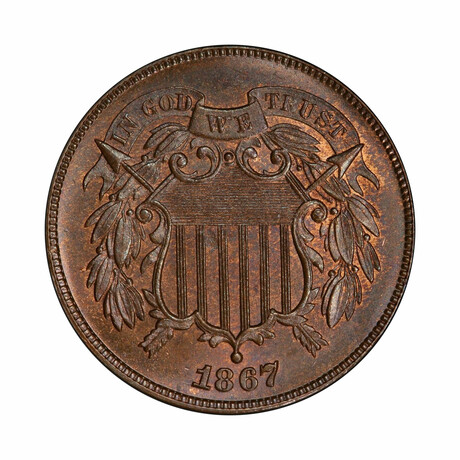 1867 Two Cent Piece // PCGS MS66BN // Deluxe Collector's Pouch
