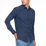 Ezra Button Up Shirt // Dark Blue (M)