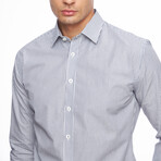 Angel Striped Button Up Shirt // Blue + White (M)