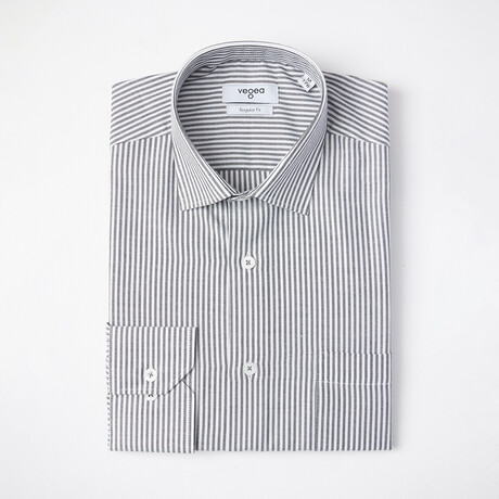 Zach Striped Button Up Shirt // Black + White (S)