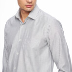Zach Striped Button Up Shirt // Black + White (M)