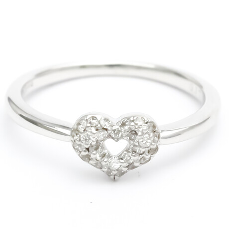 Ponte Vecchio // 18k White Gold Heart Diamond Ring // Ring Size: 5.5 // Store Display