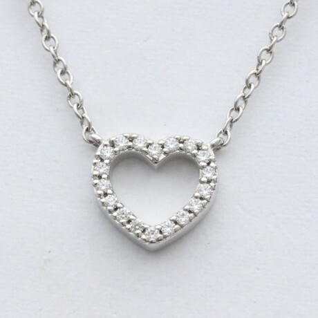 Tiffany & Co. // Platinum Metro Heart Diamond Necklace // 16.14" // Store Display