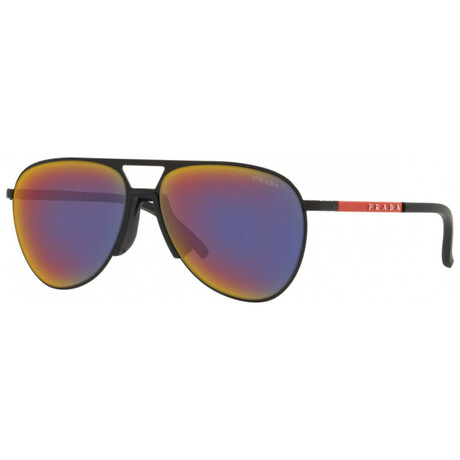 Men's Linea Rossa PS-51XS-1BO01M Sunglasses // Matte Black + Dark Gray Mirror Blue-Red