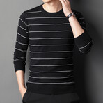 Striped Crewneck Sweater // Black + White (3XL)