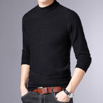 Block Textured O-Neck Sweater // Black (L)