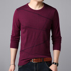 Dynamic Line Stitch Crewneck Sweater // Burgundy (2XL)