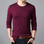 Dynamic Line Stitch O-Neck Sweater // Burgandy (L)