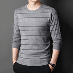 Striped Crewneck Sweater // Gray + Black (L)