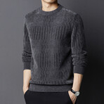 Textured Chenille O-Neck Sweater // Gray (3XL)