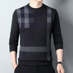 Big Plaid Crewneck Sweater // Black (2XL)